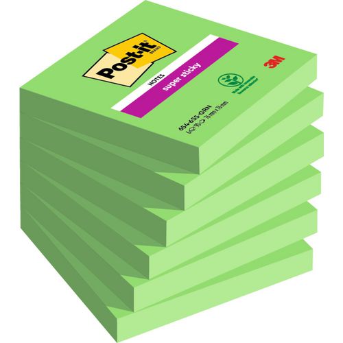 Zelfklevende notes post-it 6 x 90 vel 76 x 76 mm blanco groen