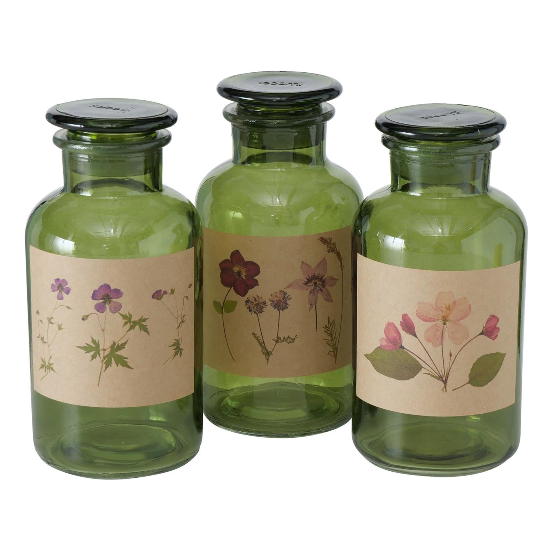 Boltze home apothekersfles drya ø10xh22cm groen