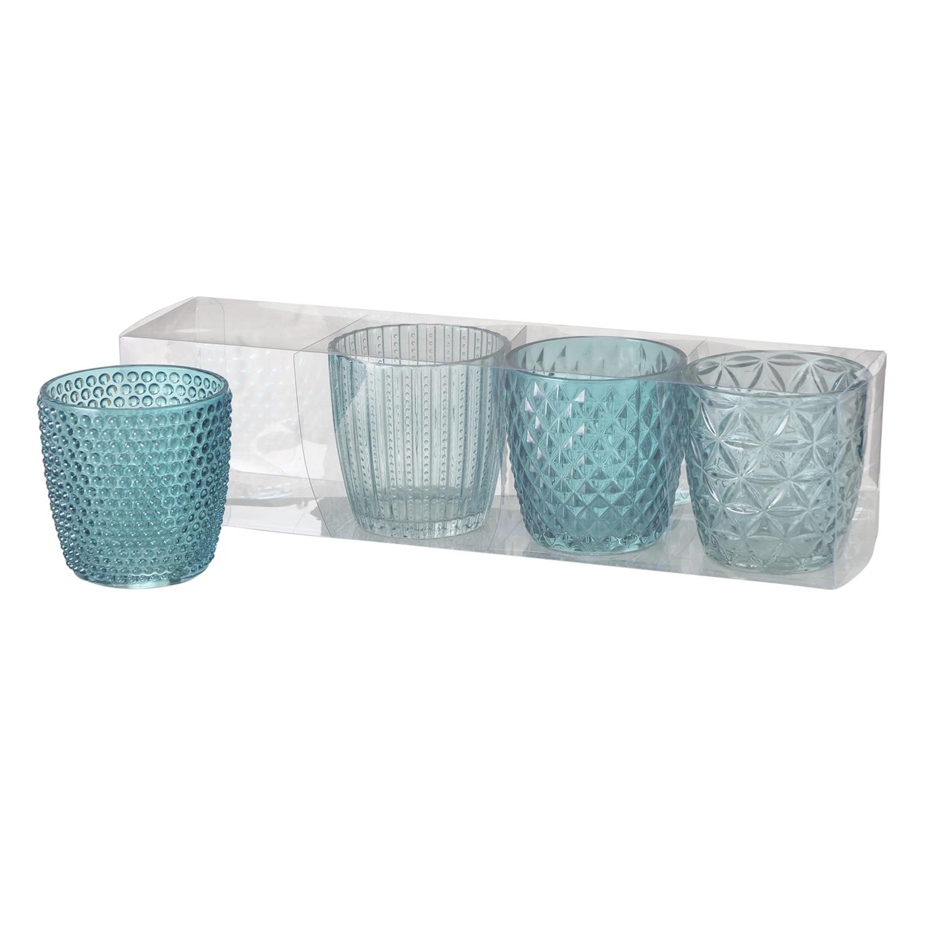 Boltze home theelichthouder set a 4st ø7xh7cm blauw