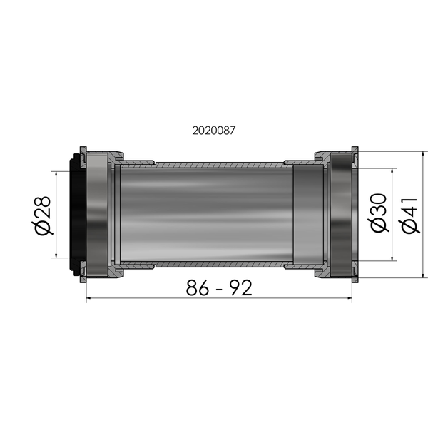 Twist-fit bottom bracket Elvedes for BB86 BB92 for Praxis road MTB 41 x 86-92 mm