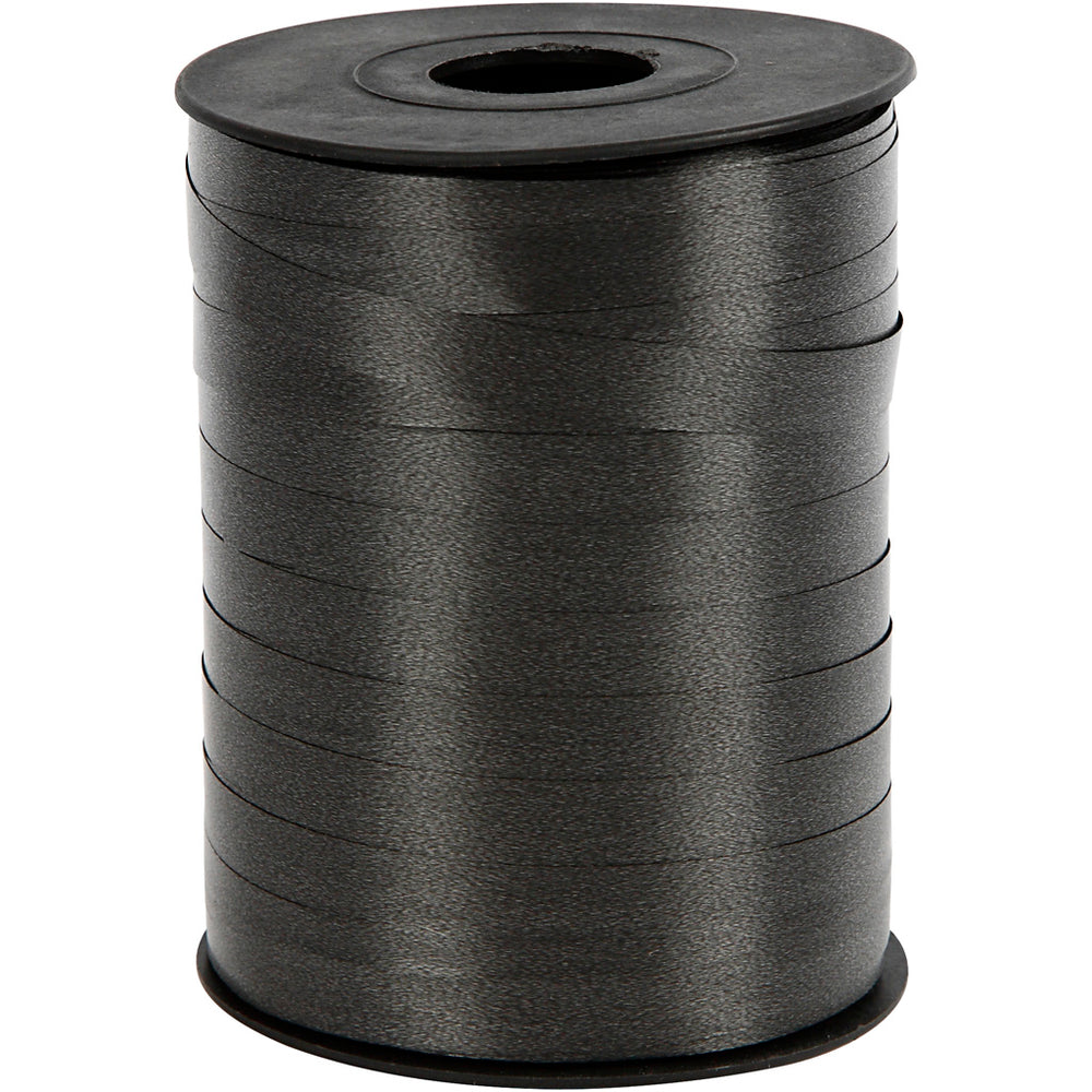 Cadeaulint, b: 10 mm, glossy, zwart, 250 m 1 rol
