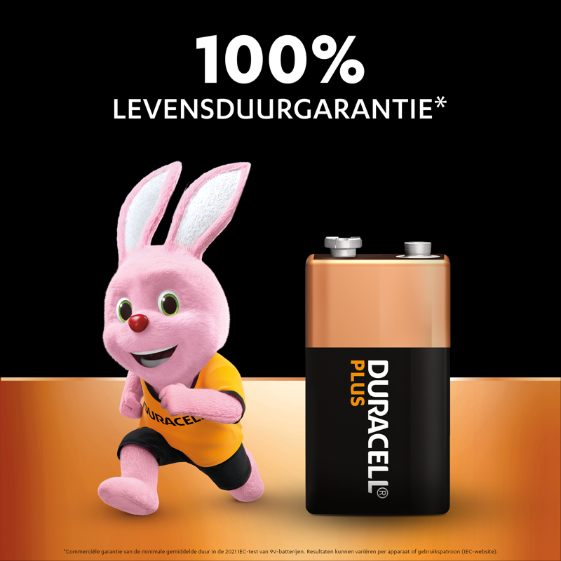 Duracell plus alkalisch 100% 9v 6lr61 per stuk