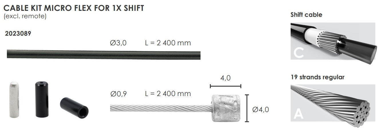 Elvedes schakelkabelkit micro flex ø3,2mm 2400mm 2500mm