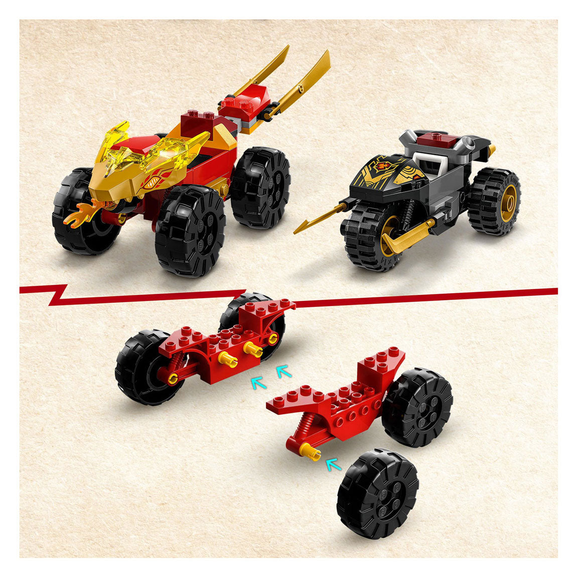 LEGO Ninjago 71789 Kai en Ras' Duel Tussen Auto en Motor
