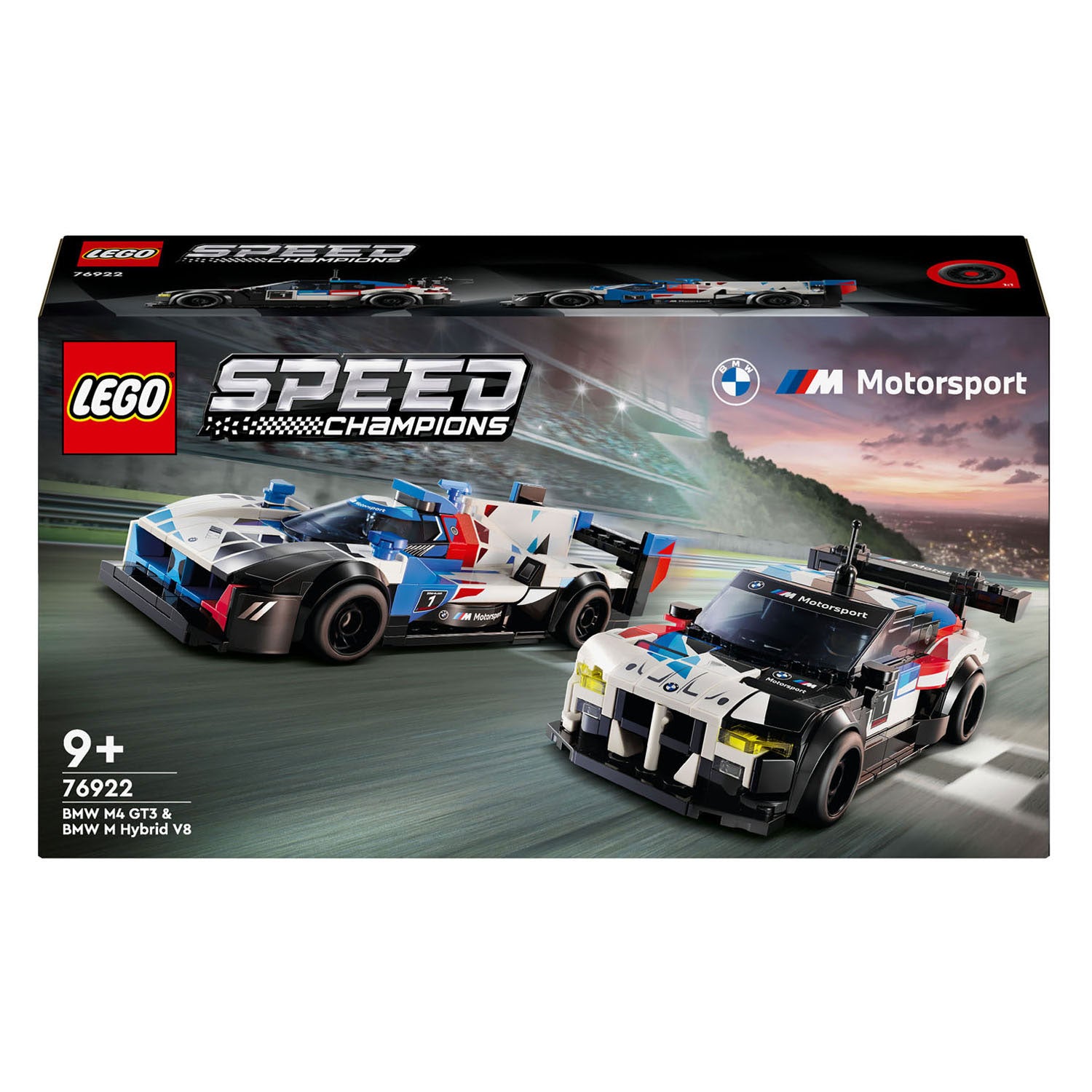 Lego speed champions 76922 bmw m4 gt3 en bmw m hybrid v8 racewagens