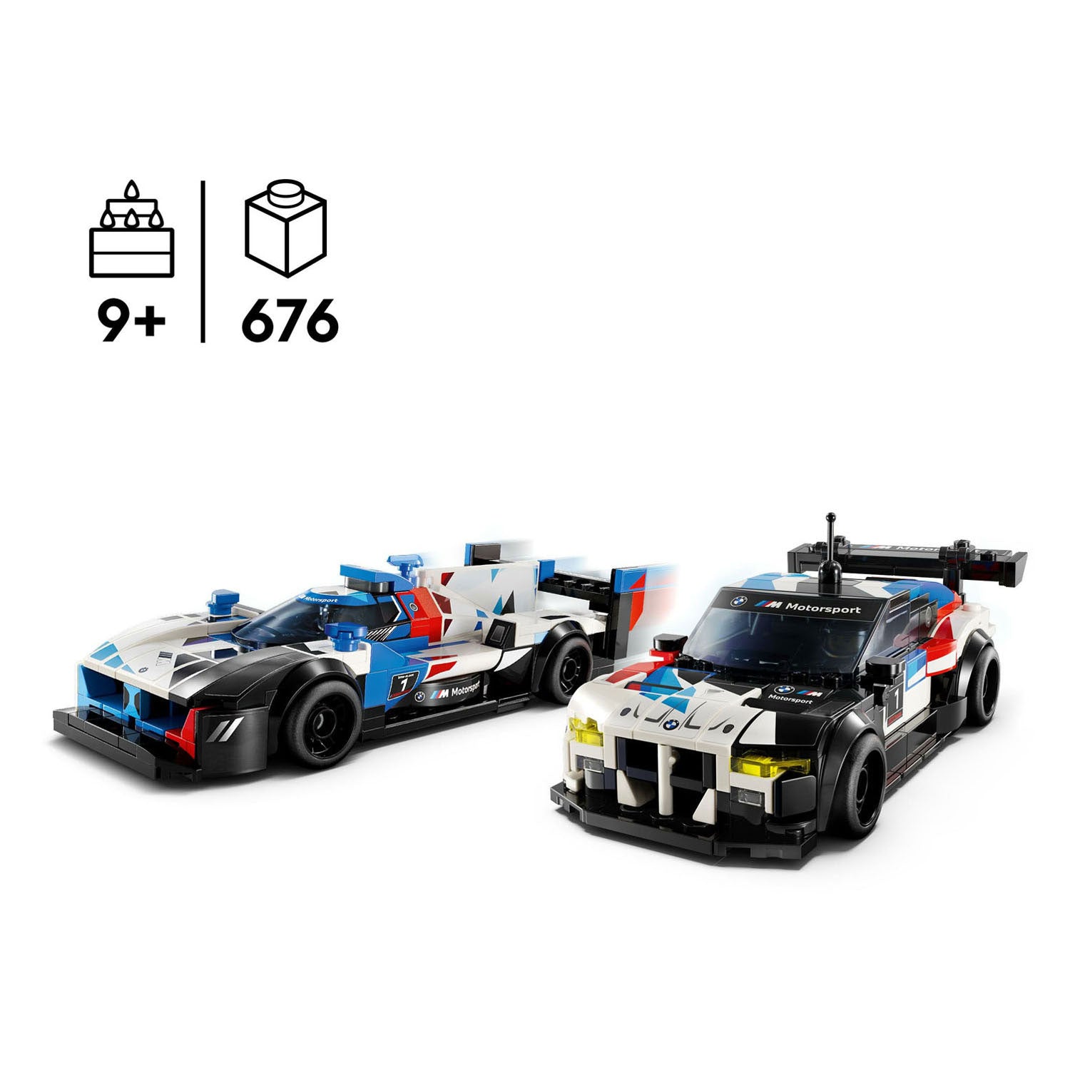 Lego speed champions 76922 bmw m4 gt3 en bmw m hybrid v8 racewagens