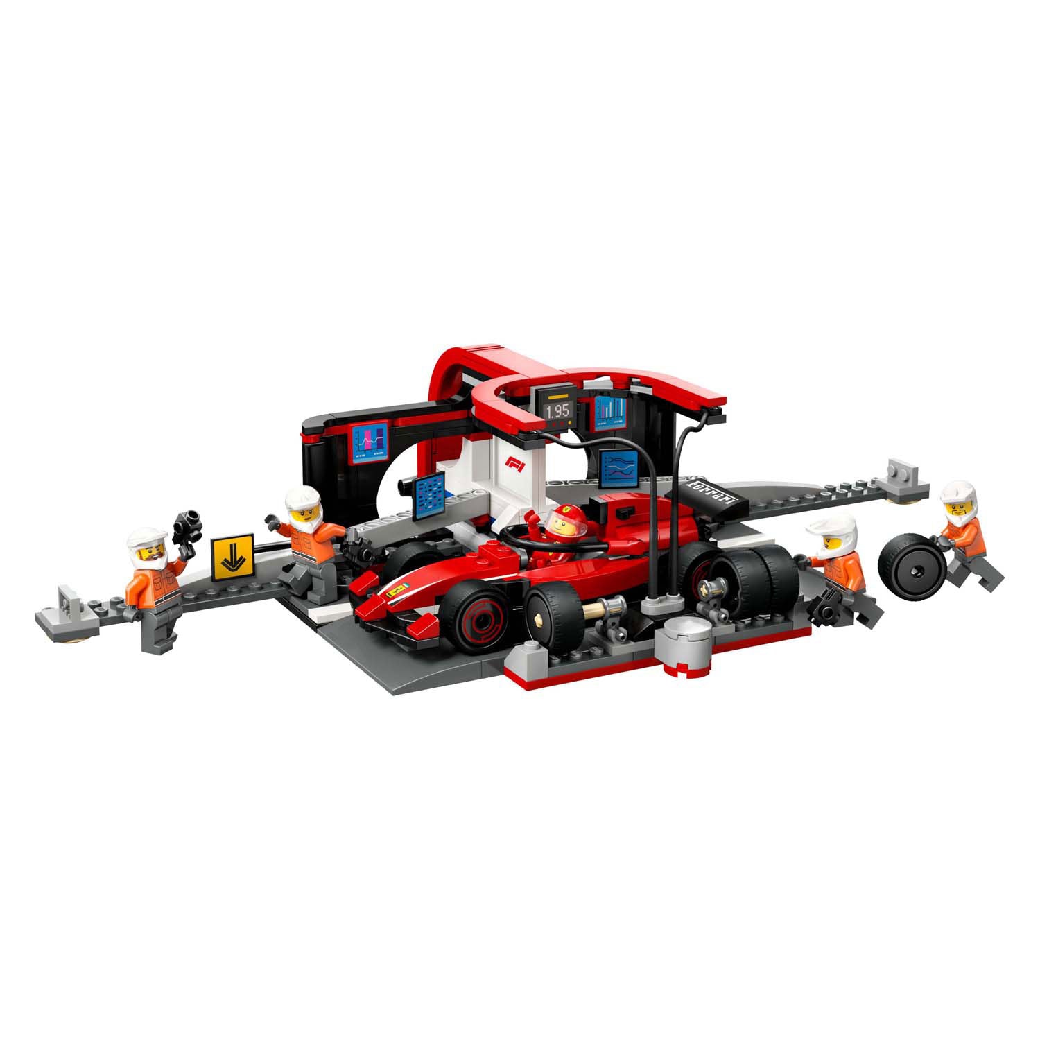 Lego city f1 pitstop en pitcrew met ferrari auto - 60443