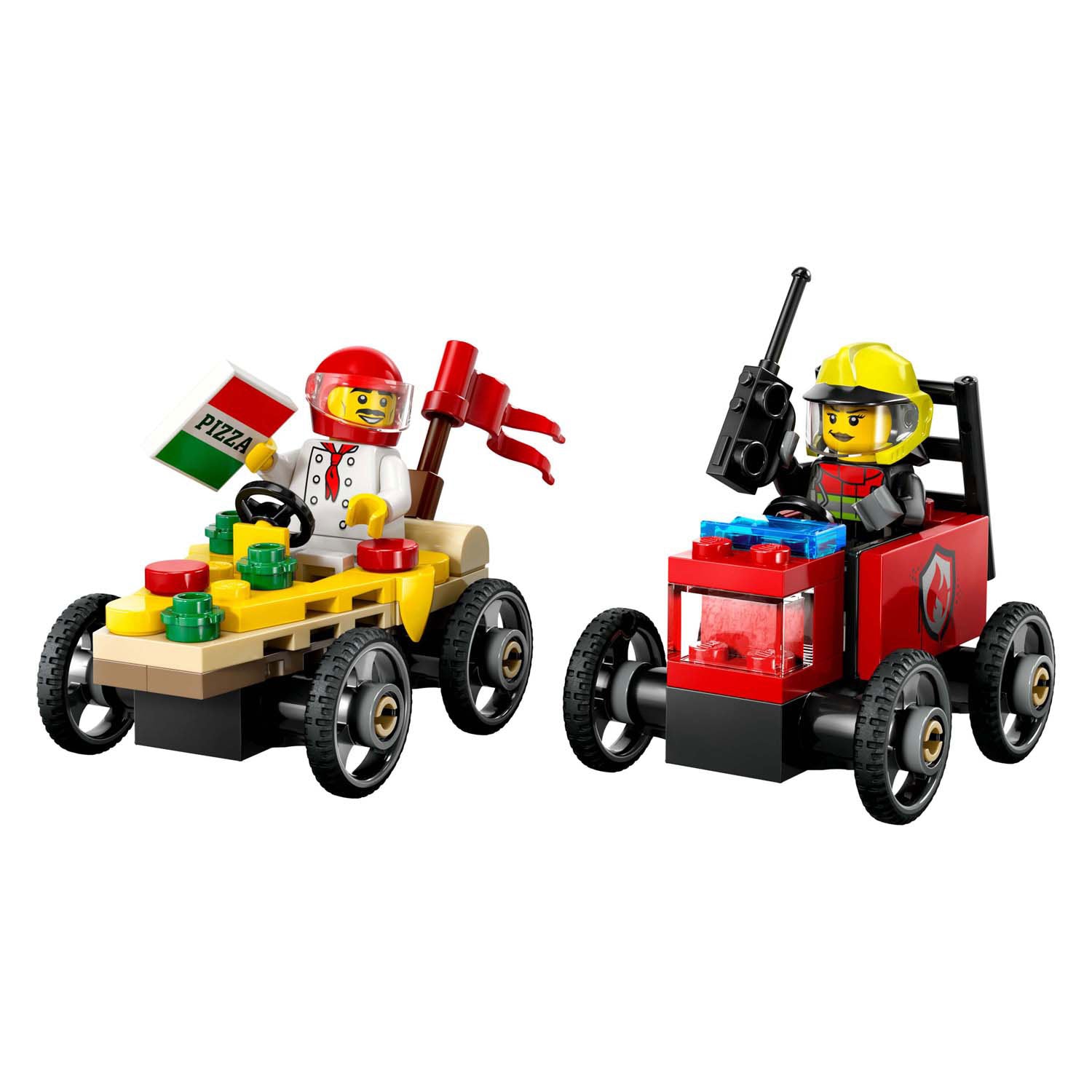 Lego city 60458 raceautopakket: pizzabestelwagen vs. brandweerauto