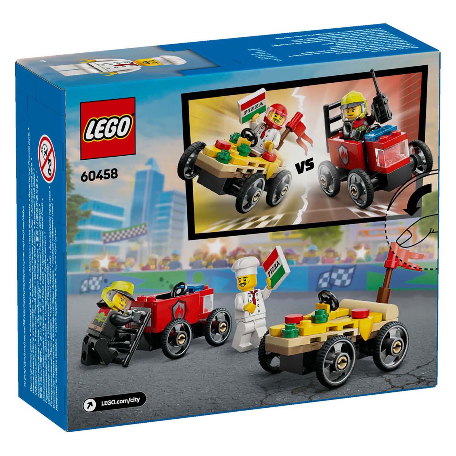 Lego city 60458 raceautopakket: pizzabestelwagen vs. brandweerauto