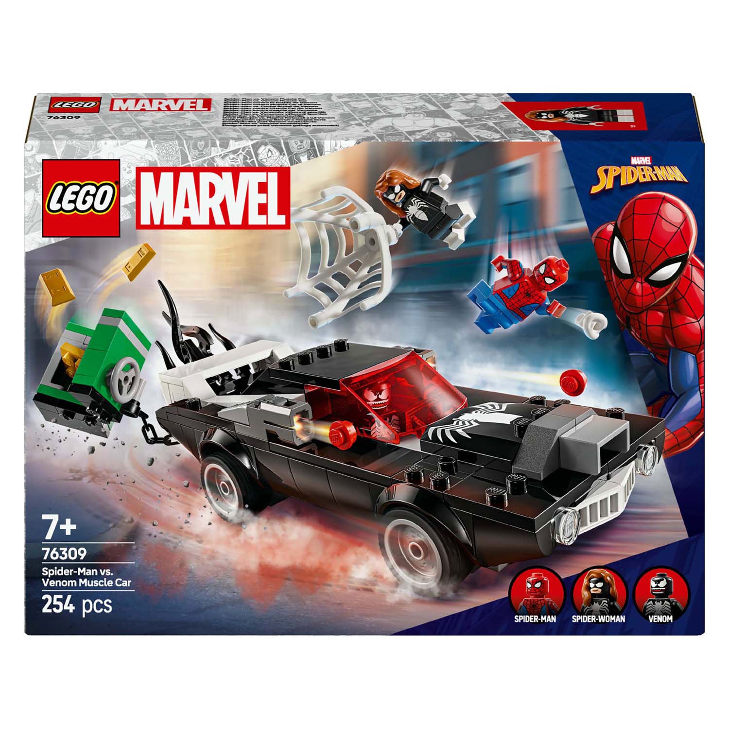 Lego super heroes 76309 spider-man vs. venoms klassieke auto