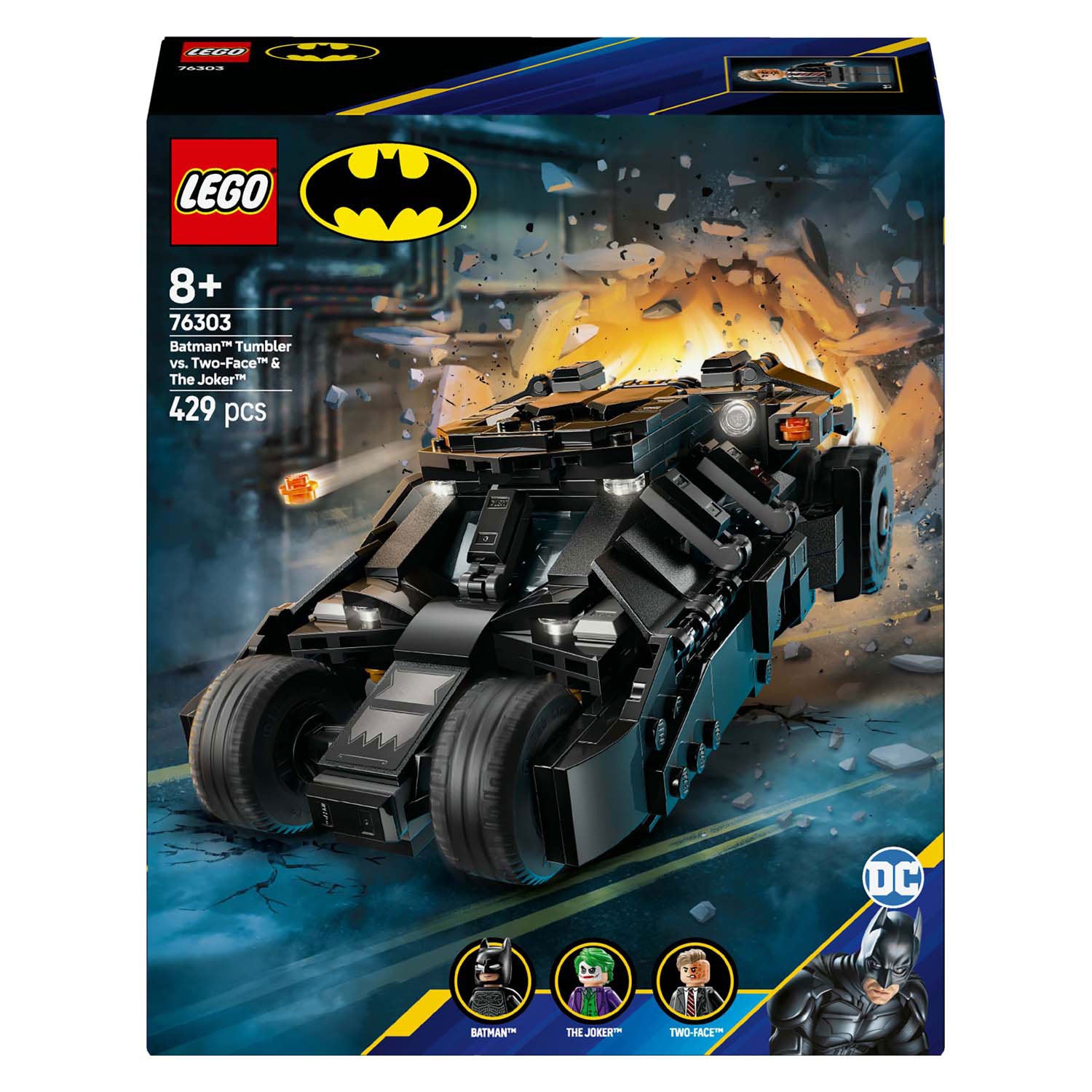 Lego dc 76303 batman tumbler vs. two-face en de joker