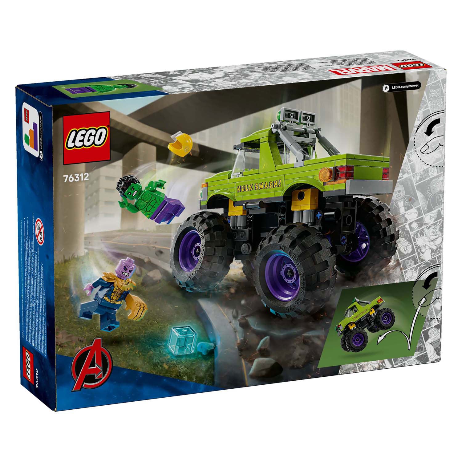 Lego 76312 superhelden marvel de hulk truck vs. thanos