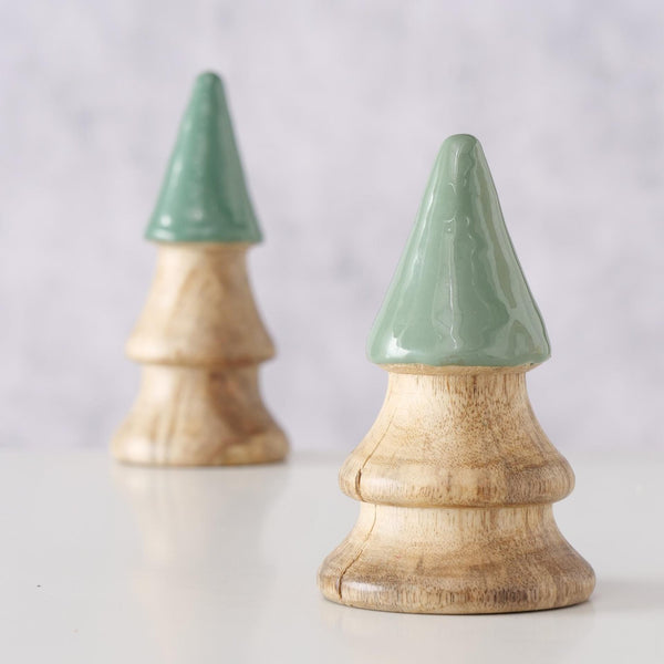 Boltze home kerstbomen hout set a 2 stuks h11 en h13