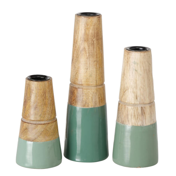 Boltze home kandelaar hotou 3-delig mangohout groen