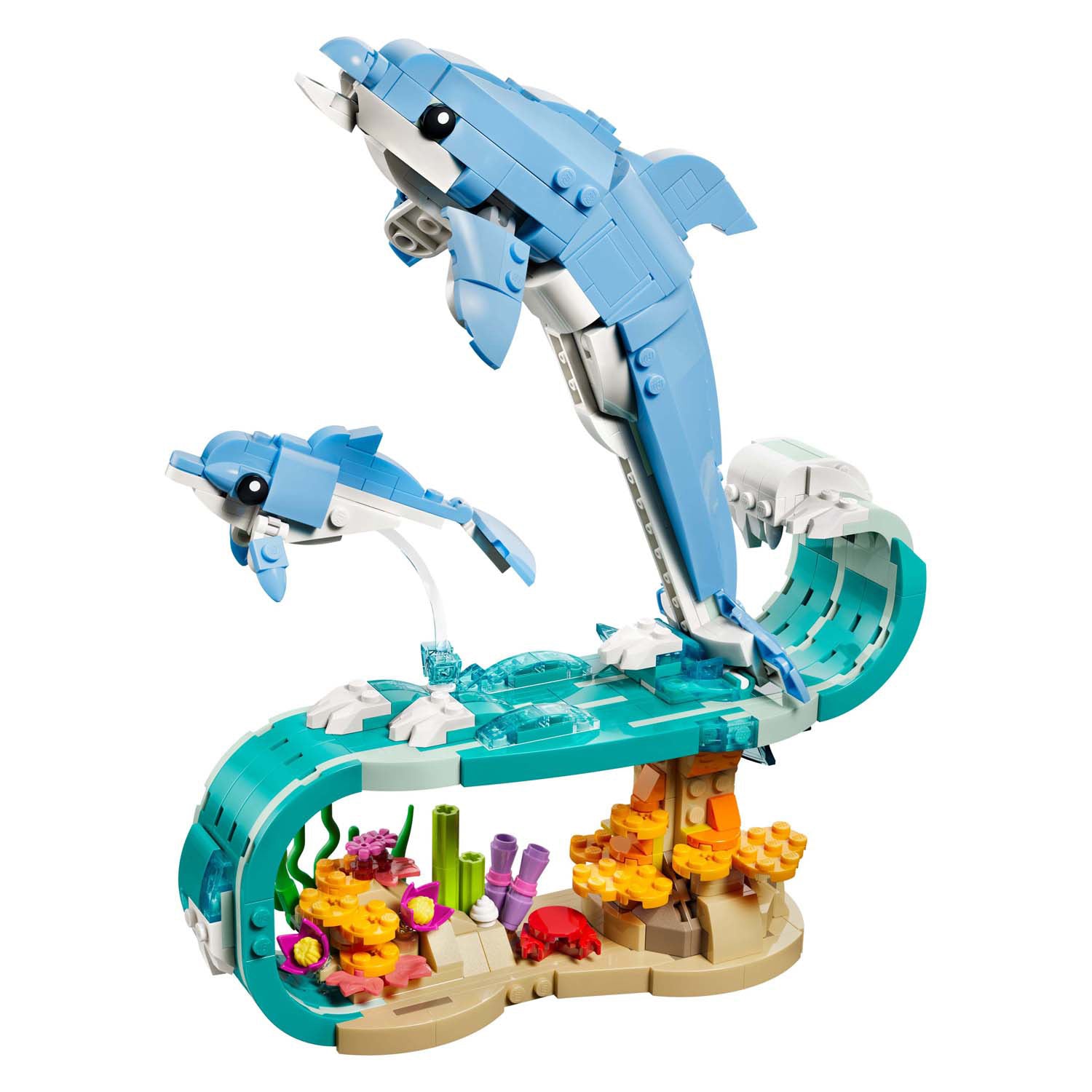 Lego ® creator 3in1 zeedieren: prachtige dolfijnen - bouw om tot een zeepaardje of krab - 31385