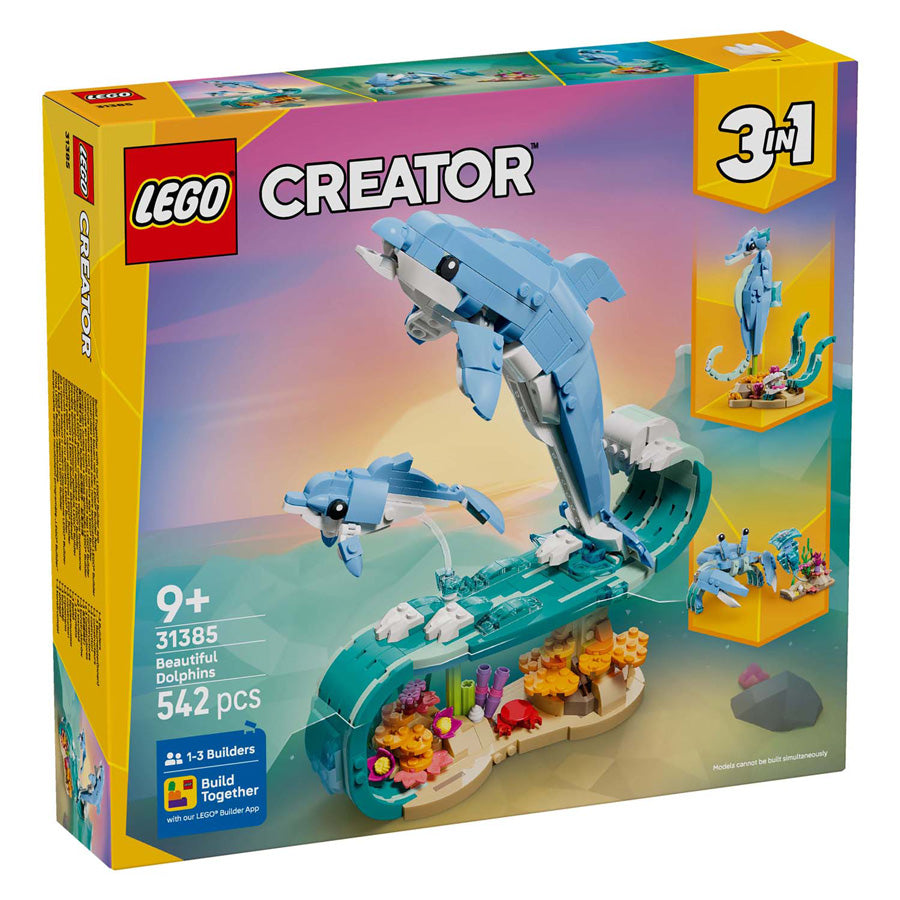 Lego ® creator 3in1 zeedieren: prachtige dolfijnen - bouw om tot een zeepaardje of krab - 31385