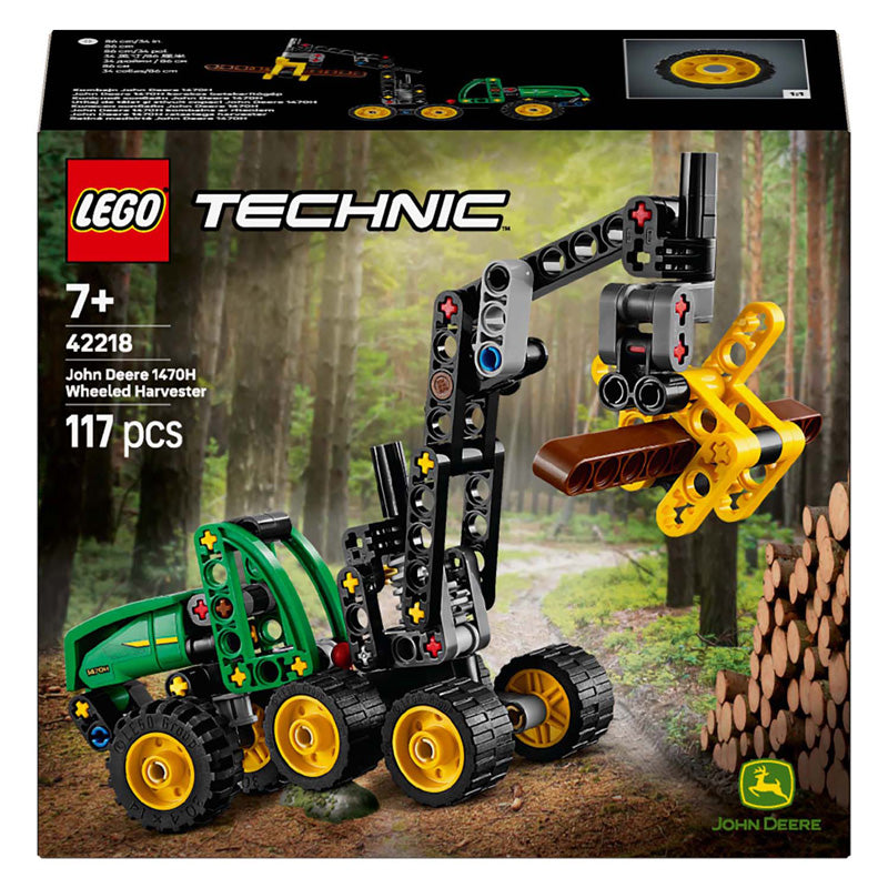 Lego ® technic john deere 1470h houtoogstmachine - werkende klauw en boomstam - modelbouwspeelgoed - 42218