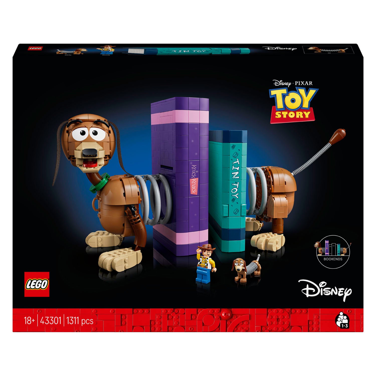 Lego disney en pixar toy story slinky hond boekensteunen bouwpakket voor volwassenen - 43301