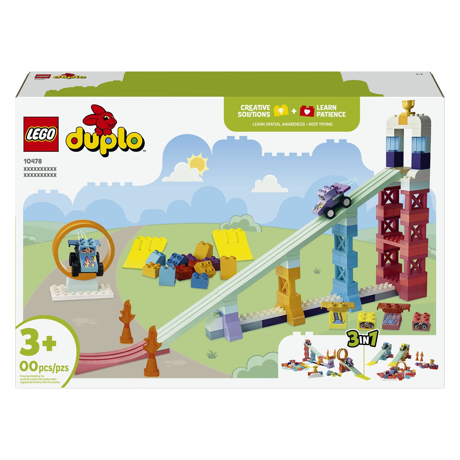 Lego ® duplo® stad 3-in-1 creatieve hellingen met voertuigen - leerzaam speelgoed voor kinderen vanaf 3 jaar - cadeautip voor peuters - 10478