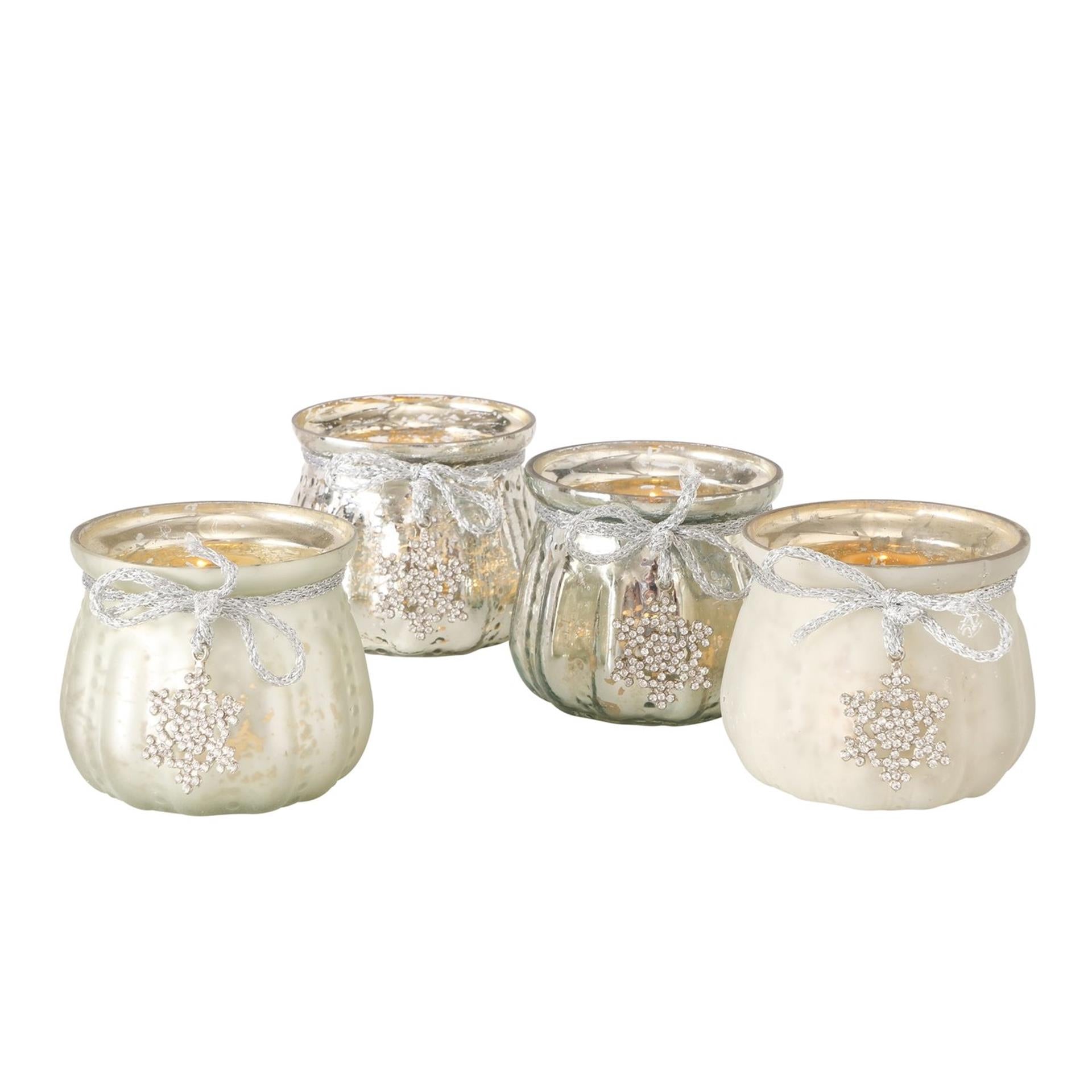 Boltze home theelichthouder glas met glitterhanger