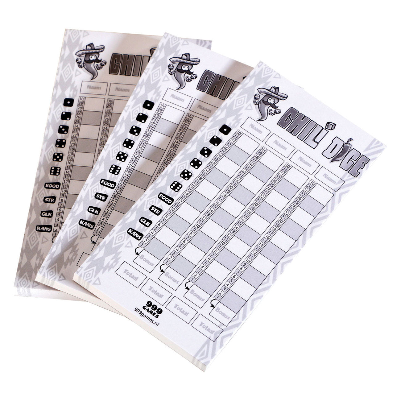 999games 999 games scoreblokken chili dobbelstenen, 3st.