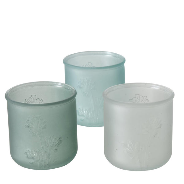 Boltze home theelichthouder mat glas lesina h9cm groen of wit