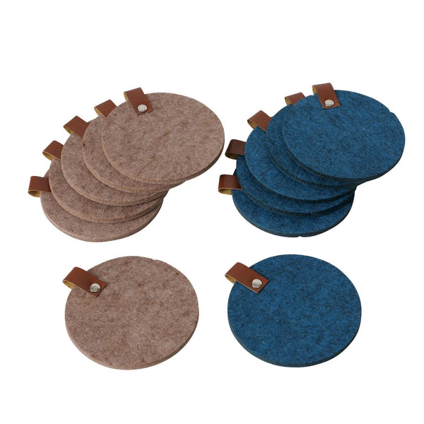 Boltze home onderzetter vilt met leer 6 stuks d10cm