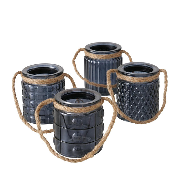 Boltze home theelichthouder met hengsel touw h8cm