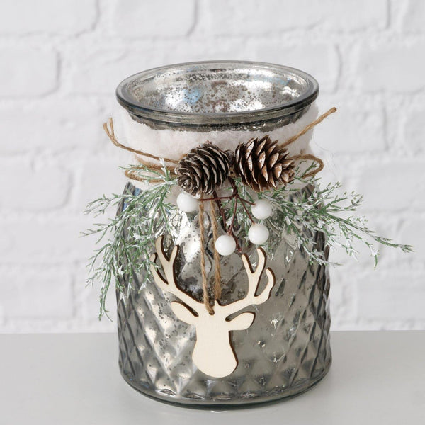 Boltze home theelichthouder wilka h16cm effen glas wit