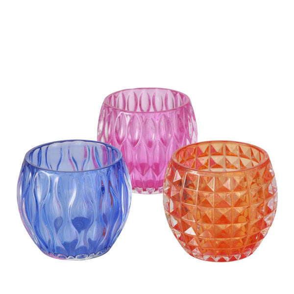 Boltze home theelichthouder glas h8,5cm 3 assorti