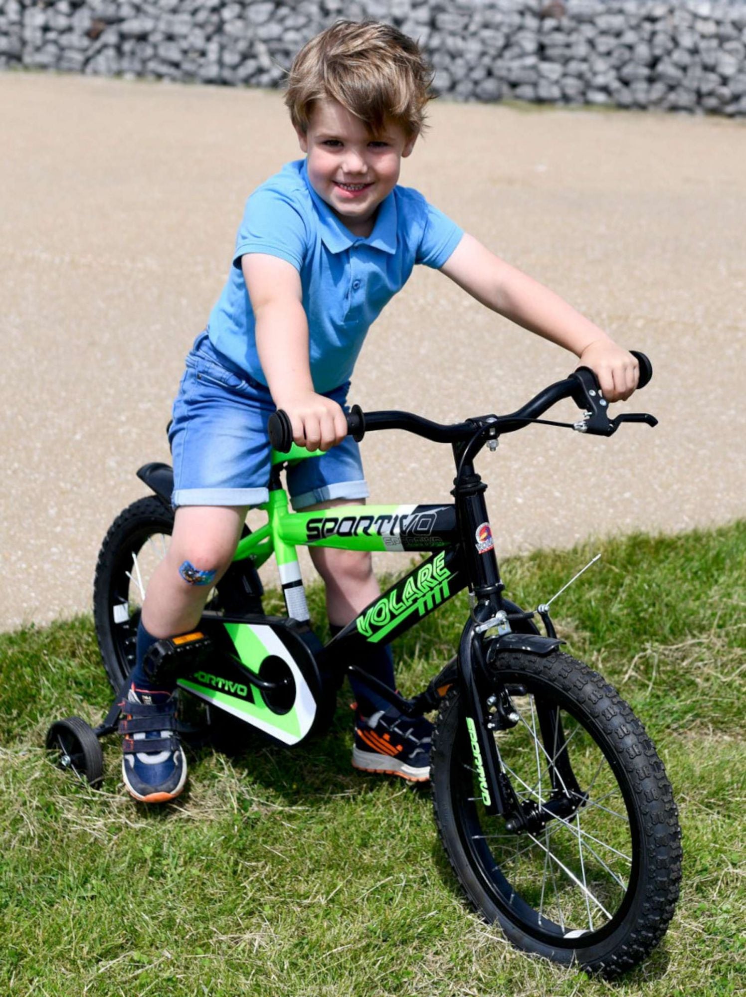 Volare Sportivo Kinderfiets - Jongens - 14 inch - Neon Groen Zwart - 95% afgemonteerd