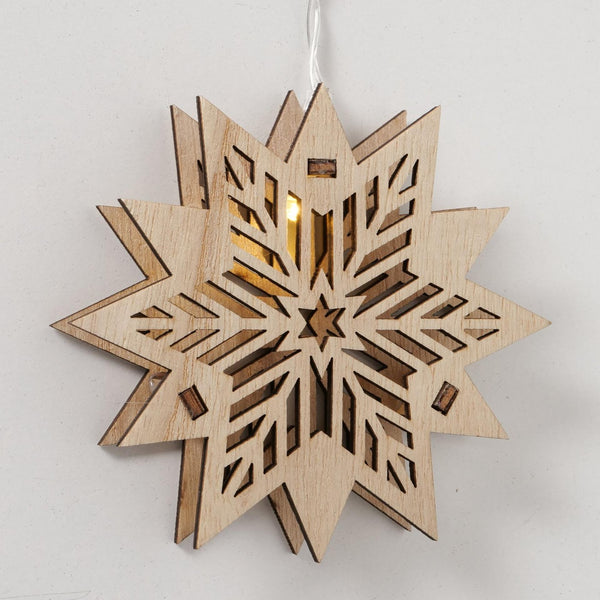 Boltze home lichtsnoer harstad led met 10 houten sterren l100cm met timer werkt op batterij 2xaa ( niet inbegrepen )