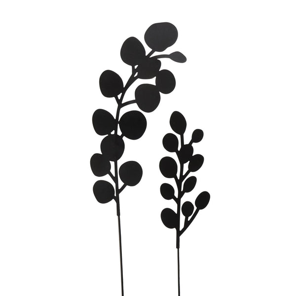 Boltze home tuinsteker 'calypso' 2-delig met blad dessin, zwart ijzer, klein 40cm groot 50cm