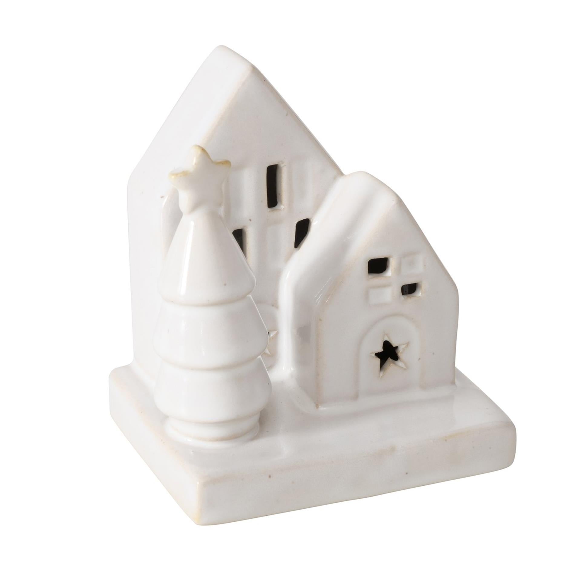 Boltze home deco huisje cristo steen met led h10cm