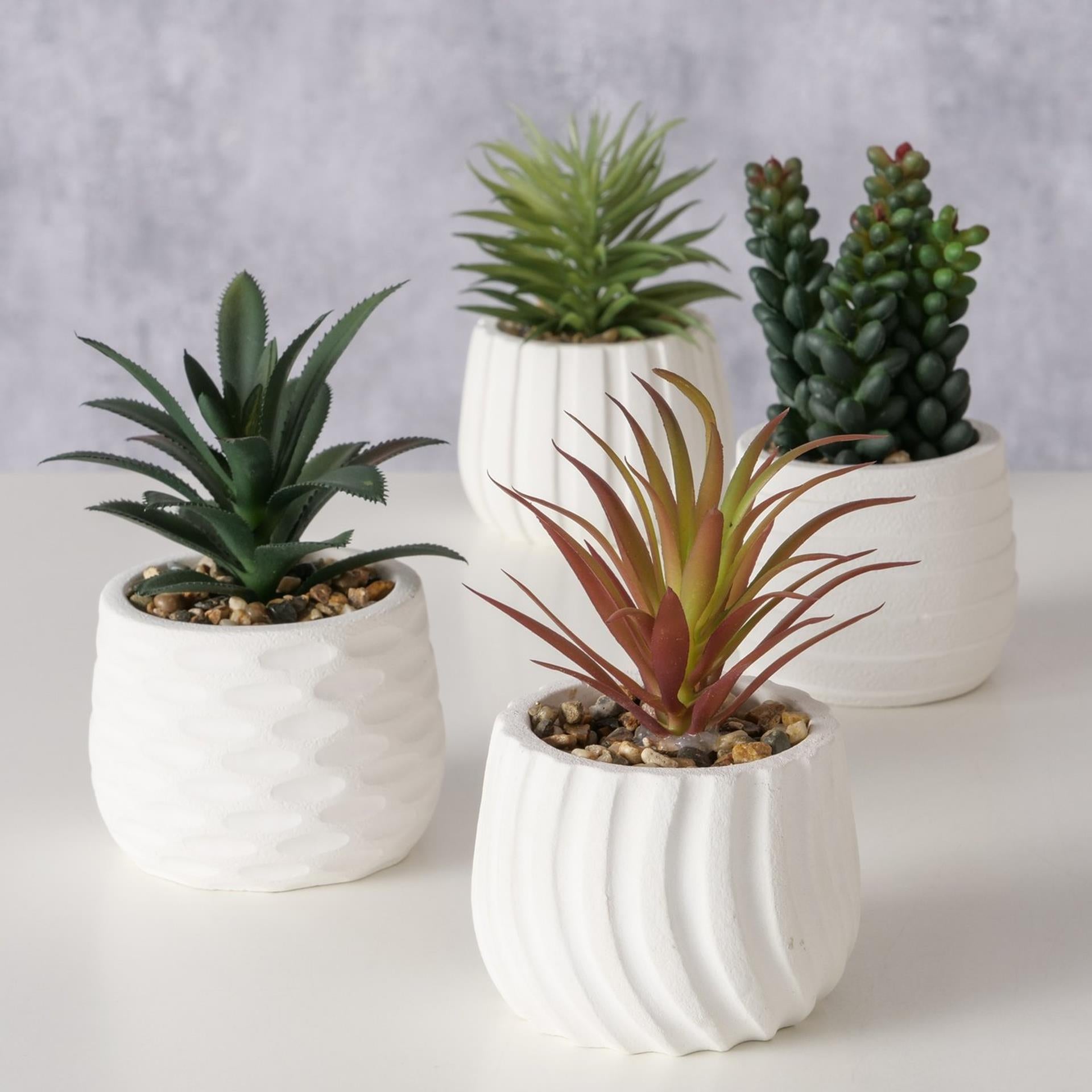 Boltze home kunstplant in witte pot h14cm