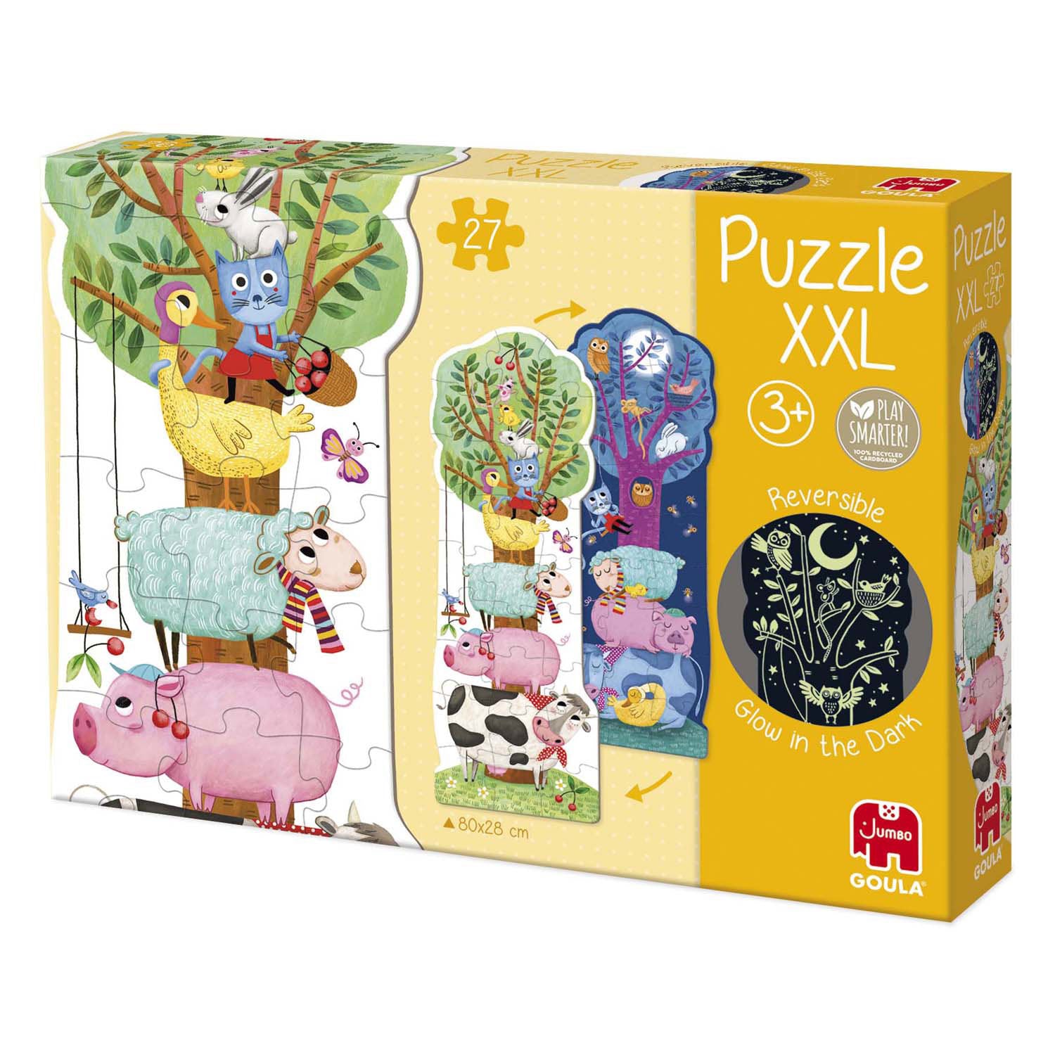 Jumbo goula omkeerbare puzzel xxl boerderij dag en nacht, 27st.