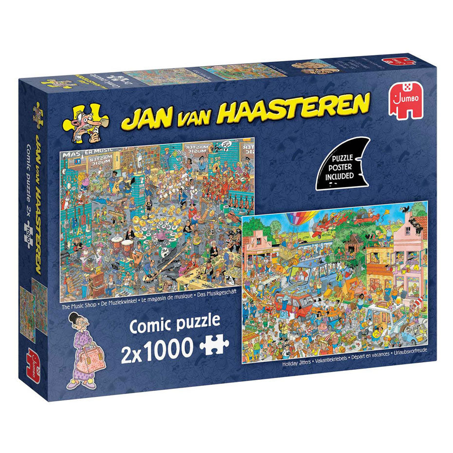 Jumbo jan van haasteren legpuzzel - muziekwinkel en vakantiekriebels, 2x1000st.