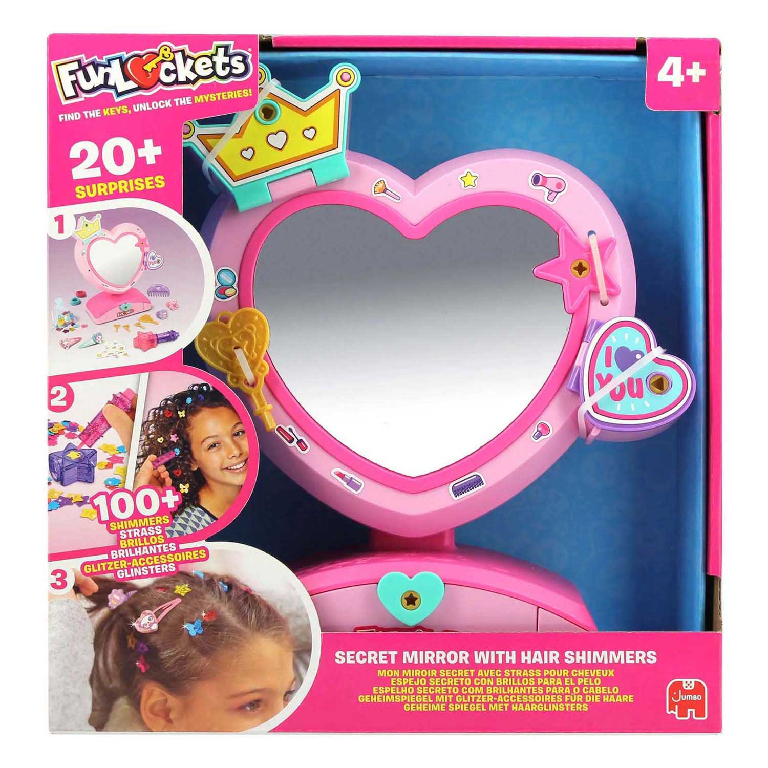 Funlockets jumbo - - geheime spiegel met haarglinsters - vanaf 4 jaar - haaraccessoires