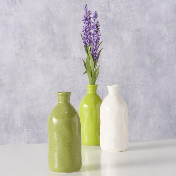 Boltze home vaas mylanadia6,7x15cm porselein in 3 uitvoeringen wit lime groen