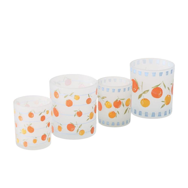 Boltze home windlicht sinaasappel 2-delig 7x8,5cm en 9x10cm glas