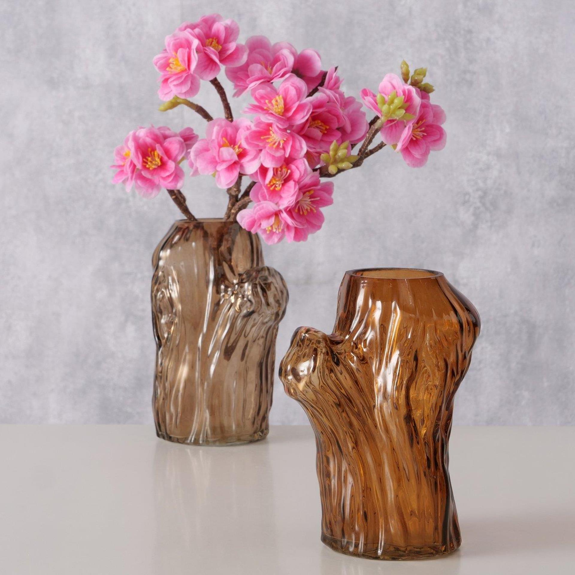 Boltze home vaas arbro bruin glas 11x9x14,7cm 2 assorti