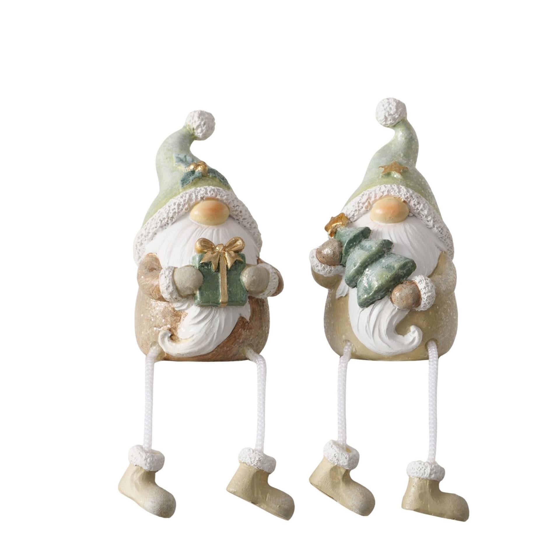 Boltze home gnoom jari met bungelbeentjes 13x8x33cm beige