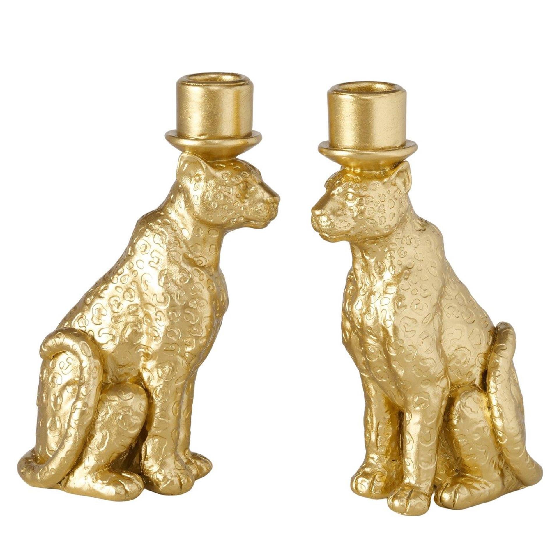 Boltze home kandelaar luipaard h17,7cm