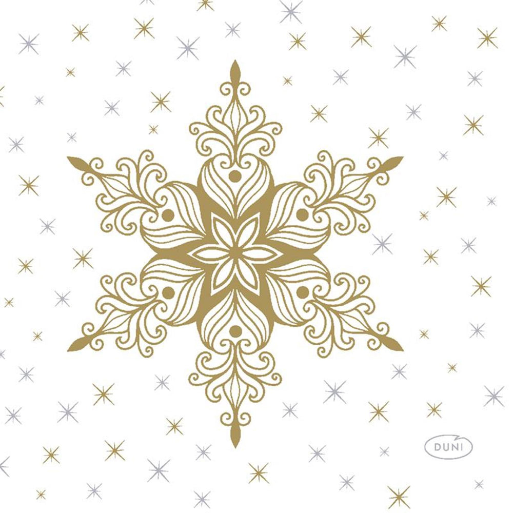 Duni servetten snowstars white 24x24cm