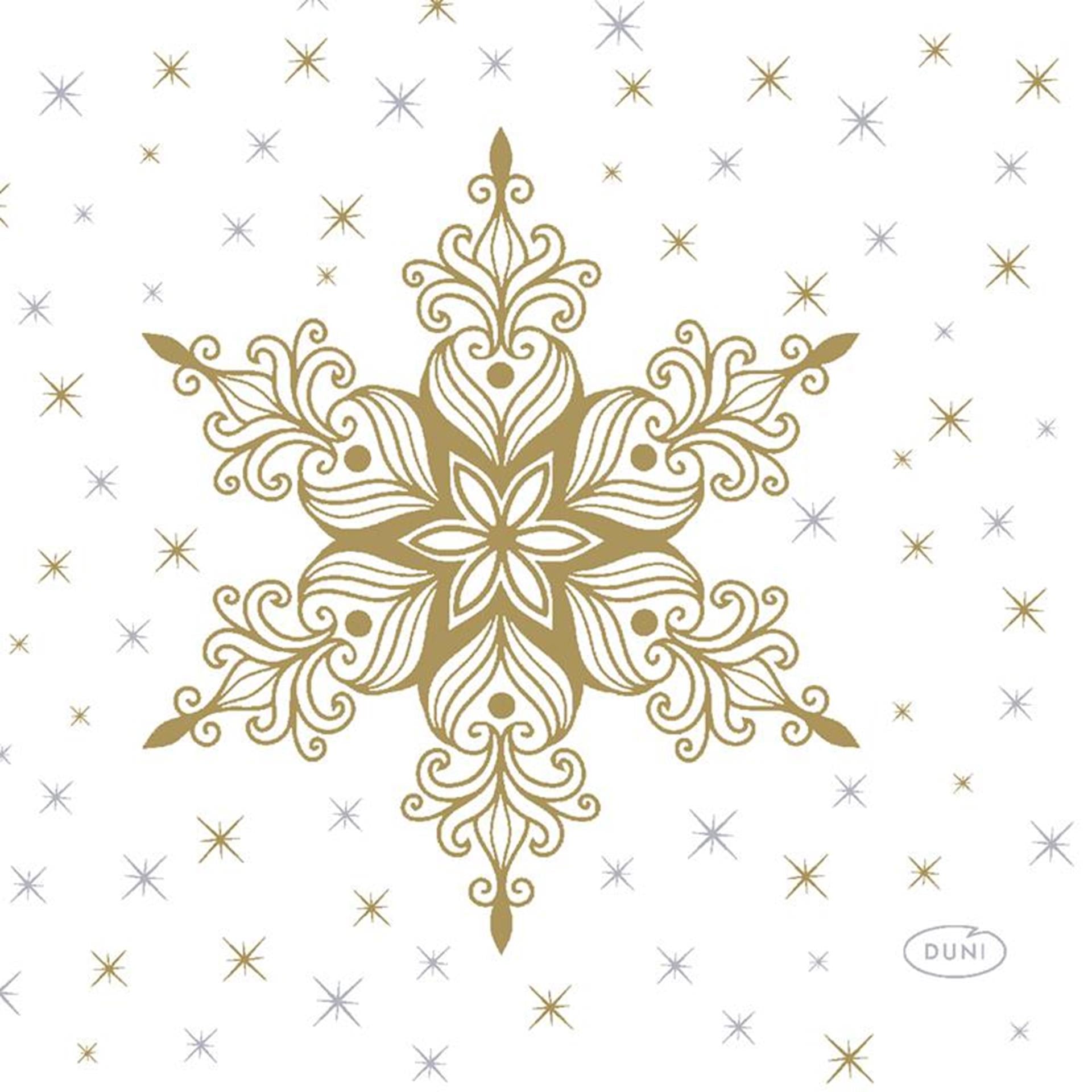 Duni servetten snowstars white 24x24cm
