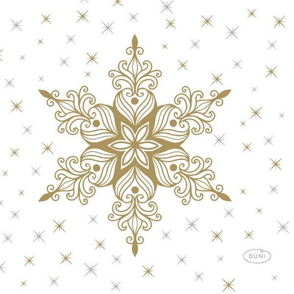 Duni servetten snowstars white 24x24cm