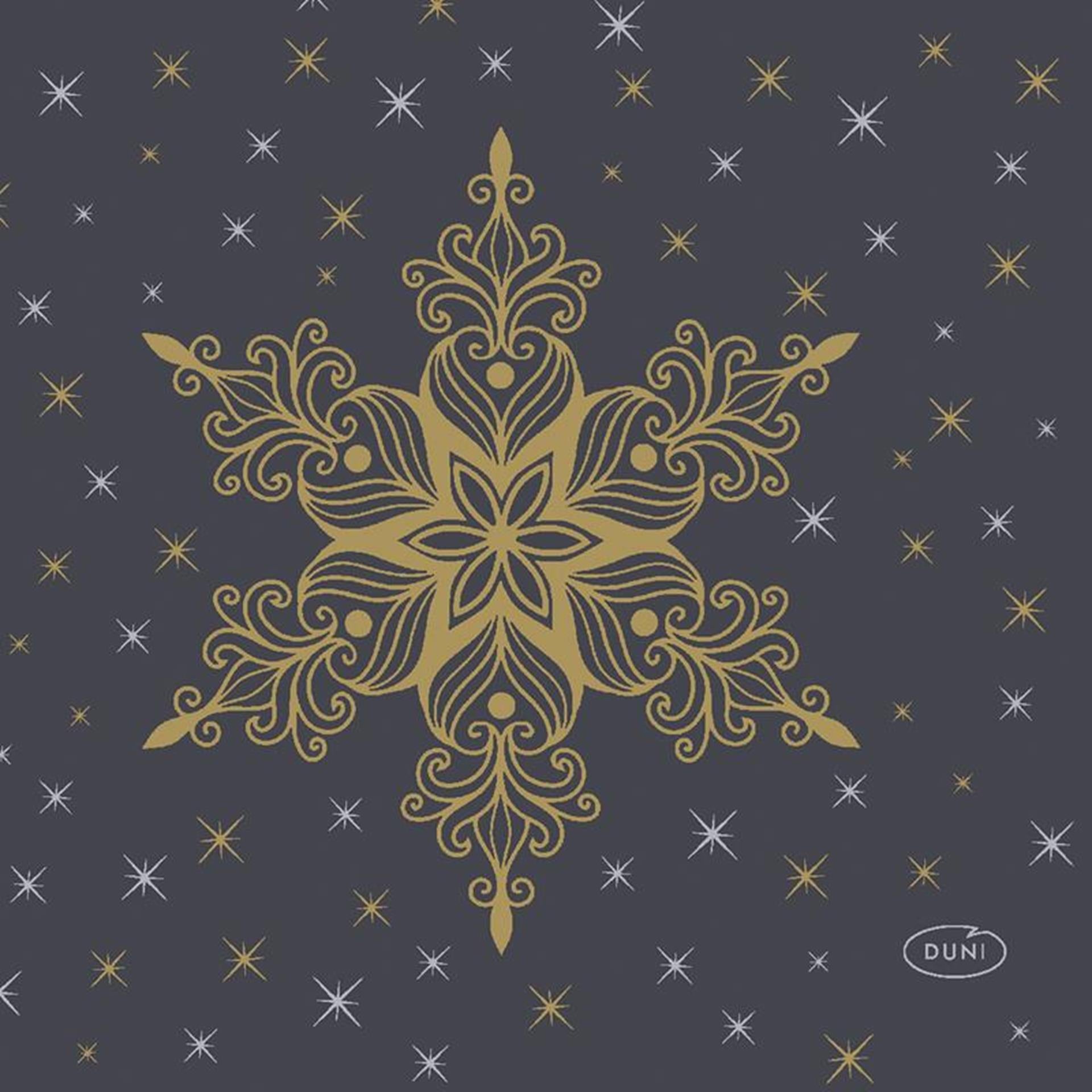 Duni servetten snowstars black 24x24cm
