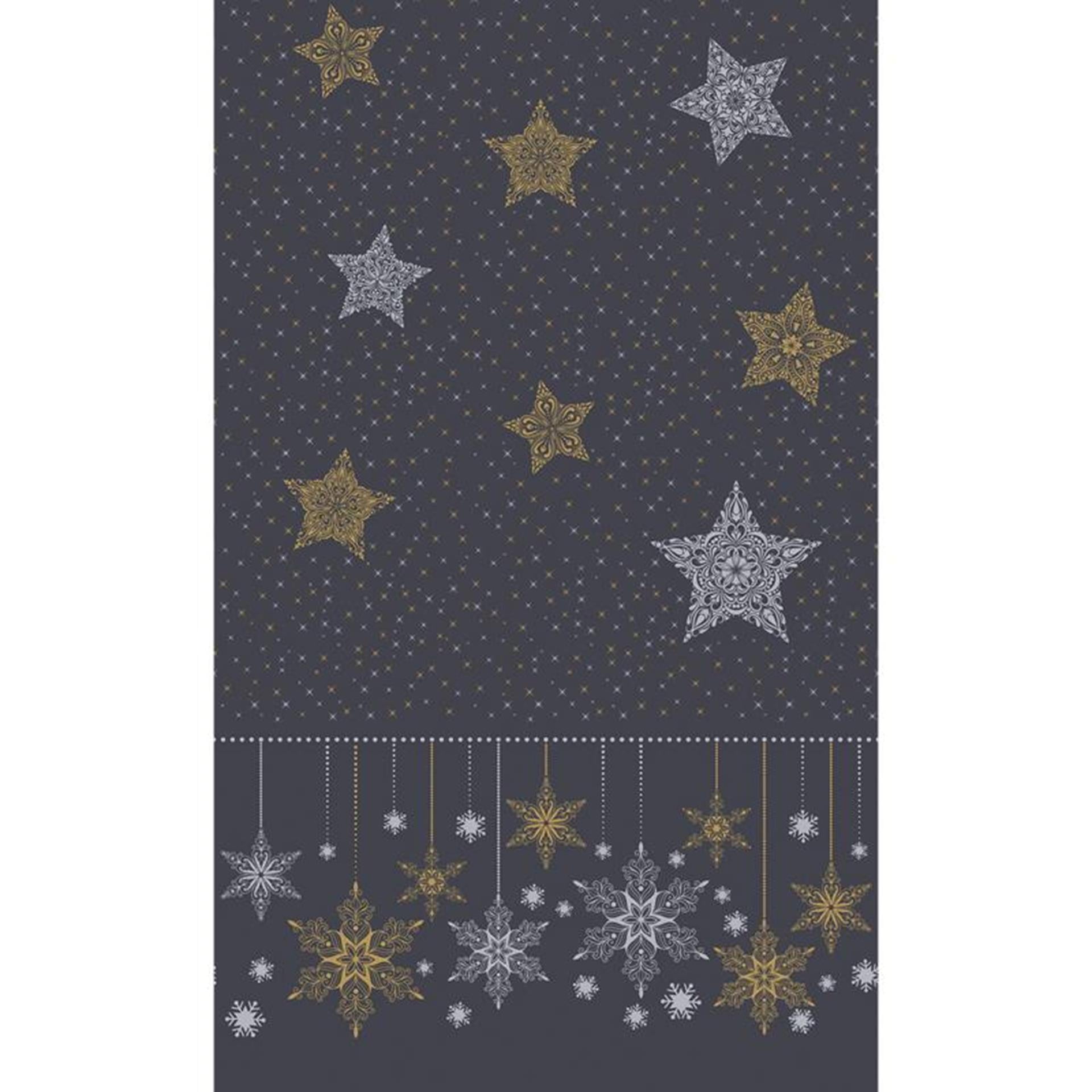 Duni tafellaken snowstars black 138x220