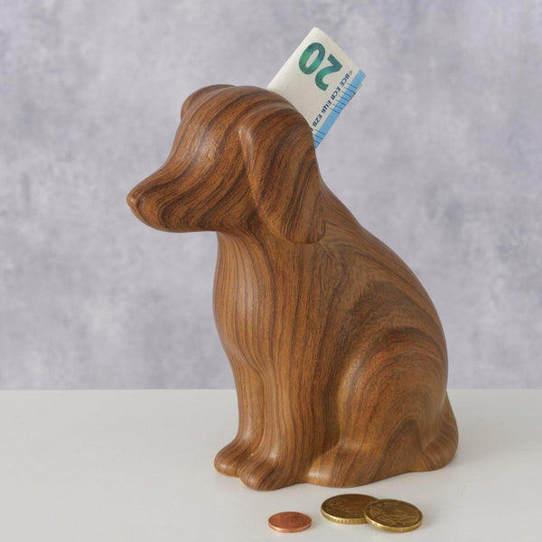 Boltze home spaarpot hond wilhelmy h15cm bruin keramiek