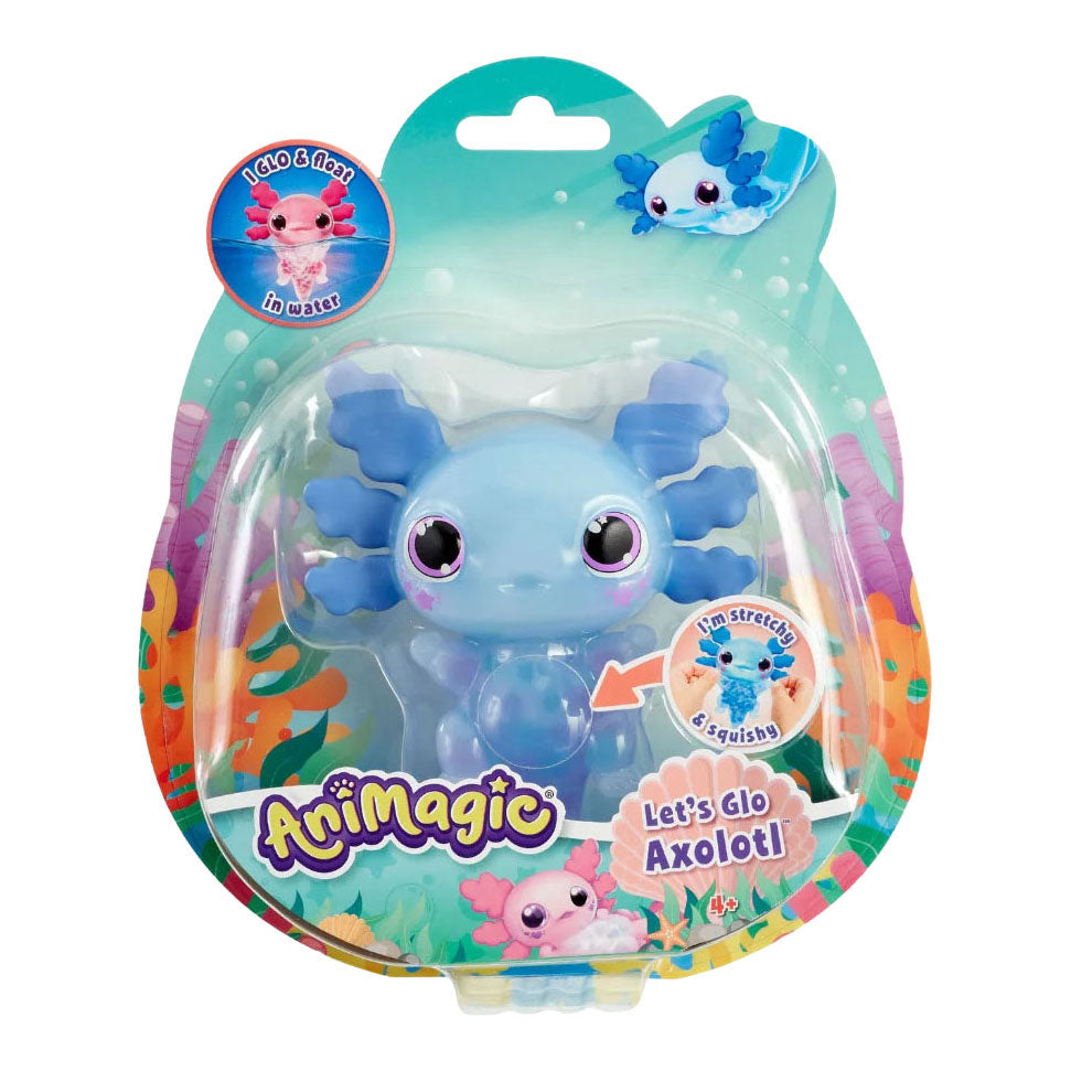 Goliath animagic let's glo axolotl blauw - speelfiguur - lichtgevende axolotl
